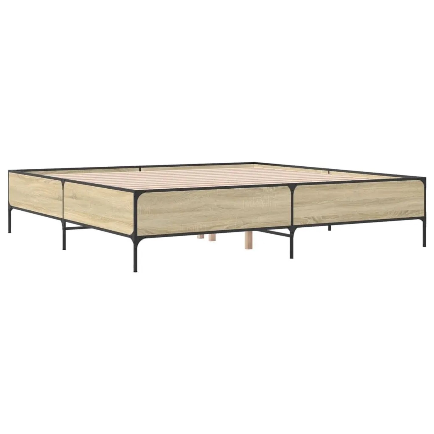 vidaXL Bettgestell Sonoma-Eiche 180x200 cm Holzwerkstoff und Metall 3279783 günstig online kaufen