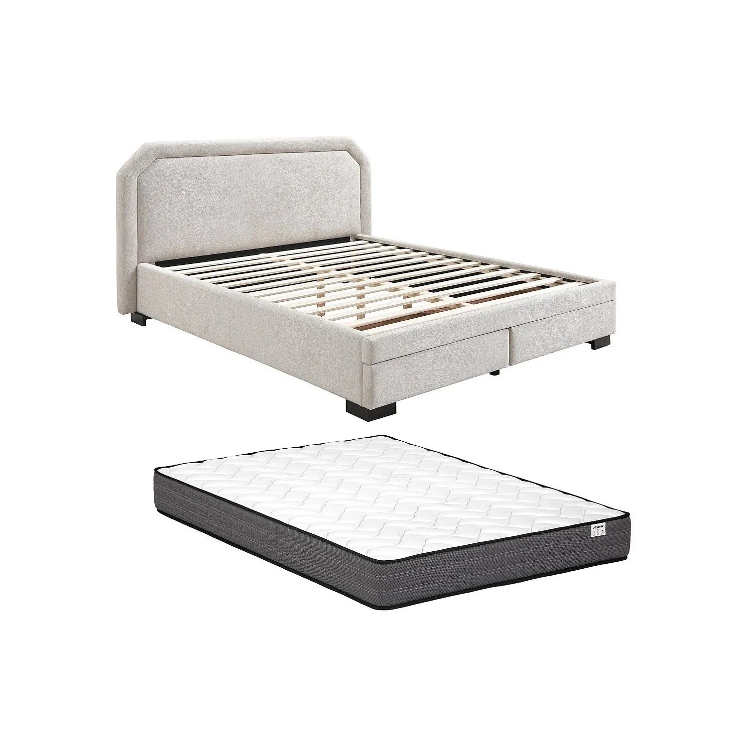 Vente-unique Bettrahmen Inasto Beige 211 cm