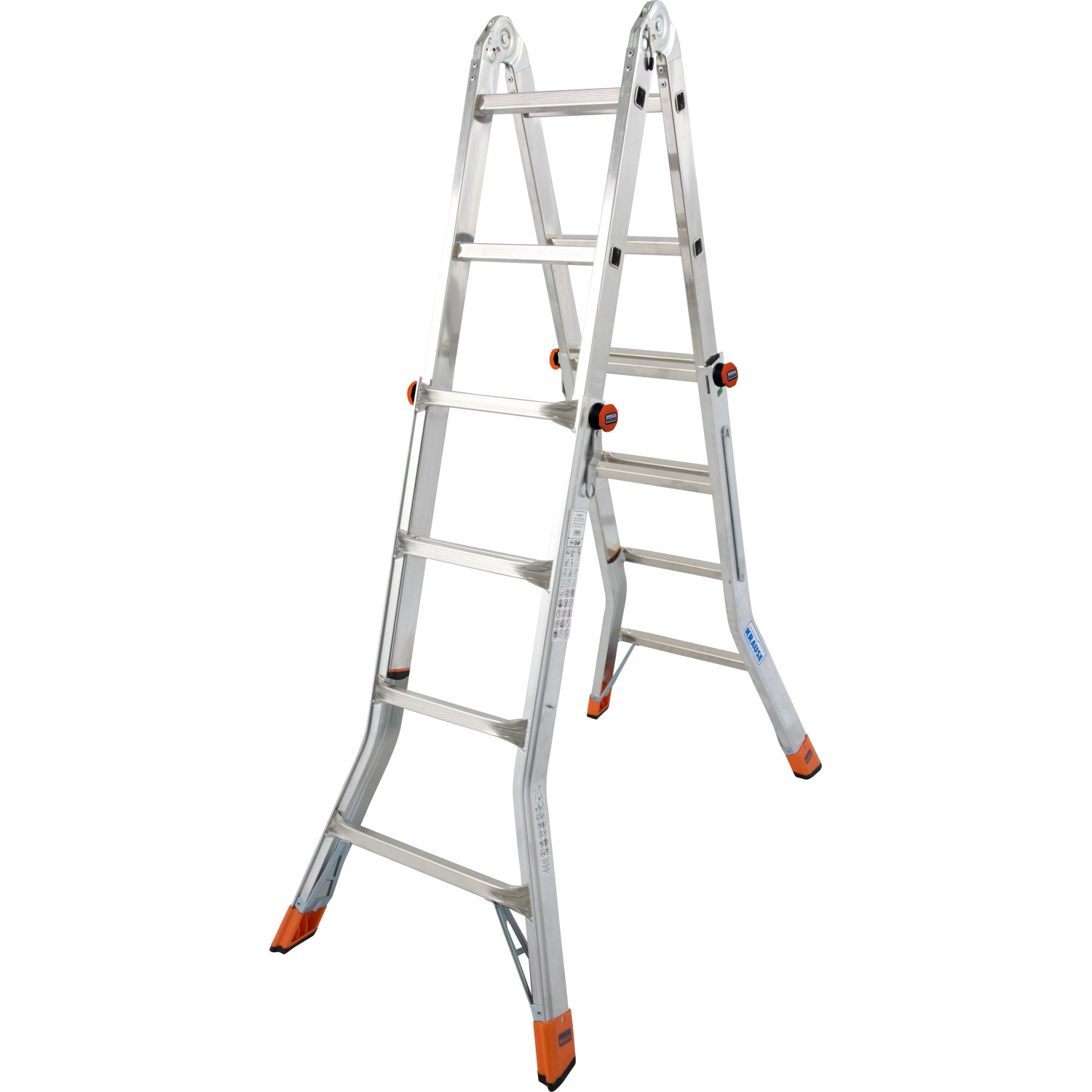 Krause Monto TeleMatic Gelenk-Teleskopleiter, 4x4 Sprossen, als Stehleiter aufgebaut.