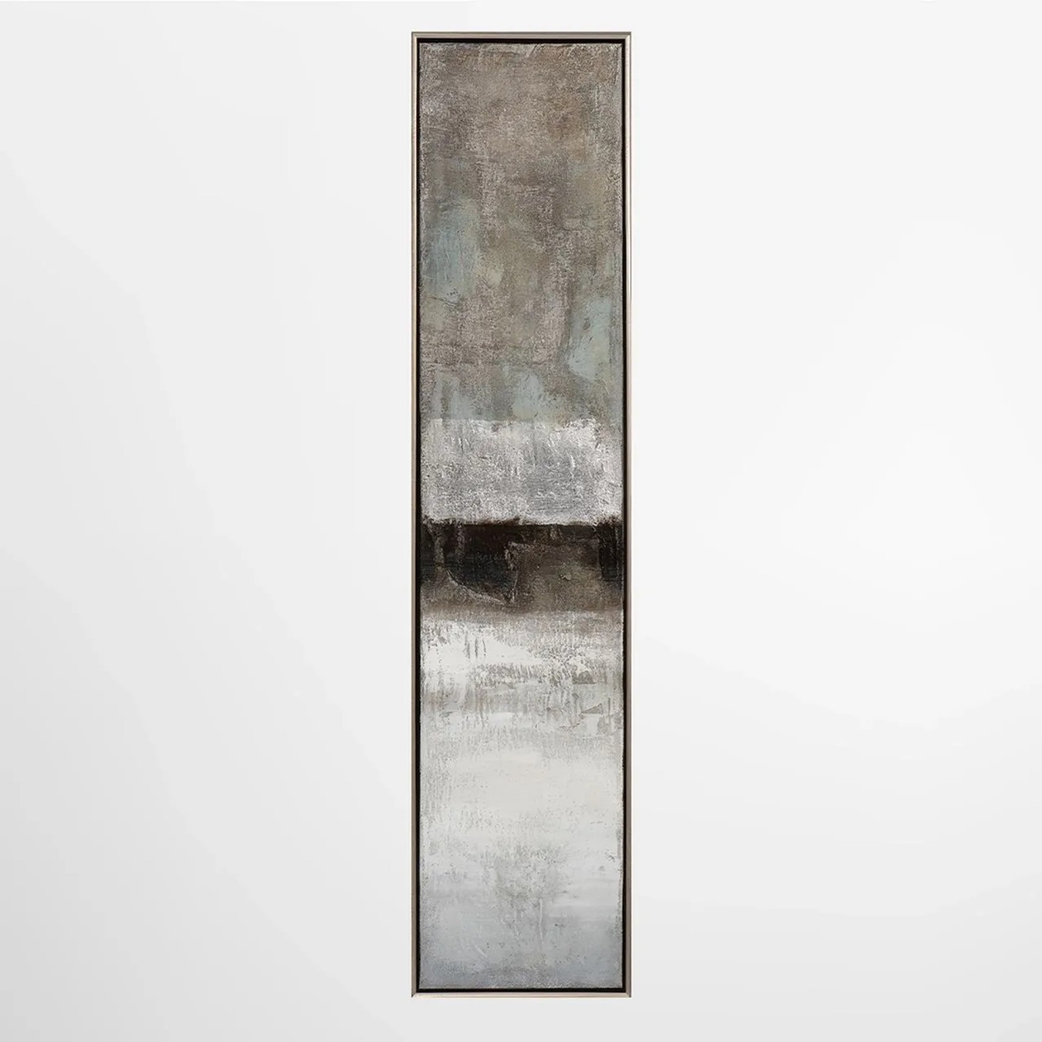 Art Universe Leinwandbild Schlanke Facetten in Grau und Silber 29 x 129 cm