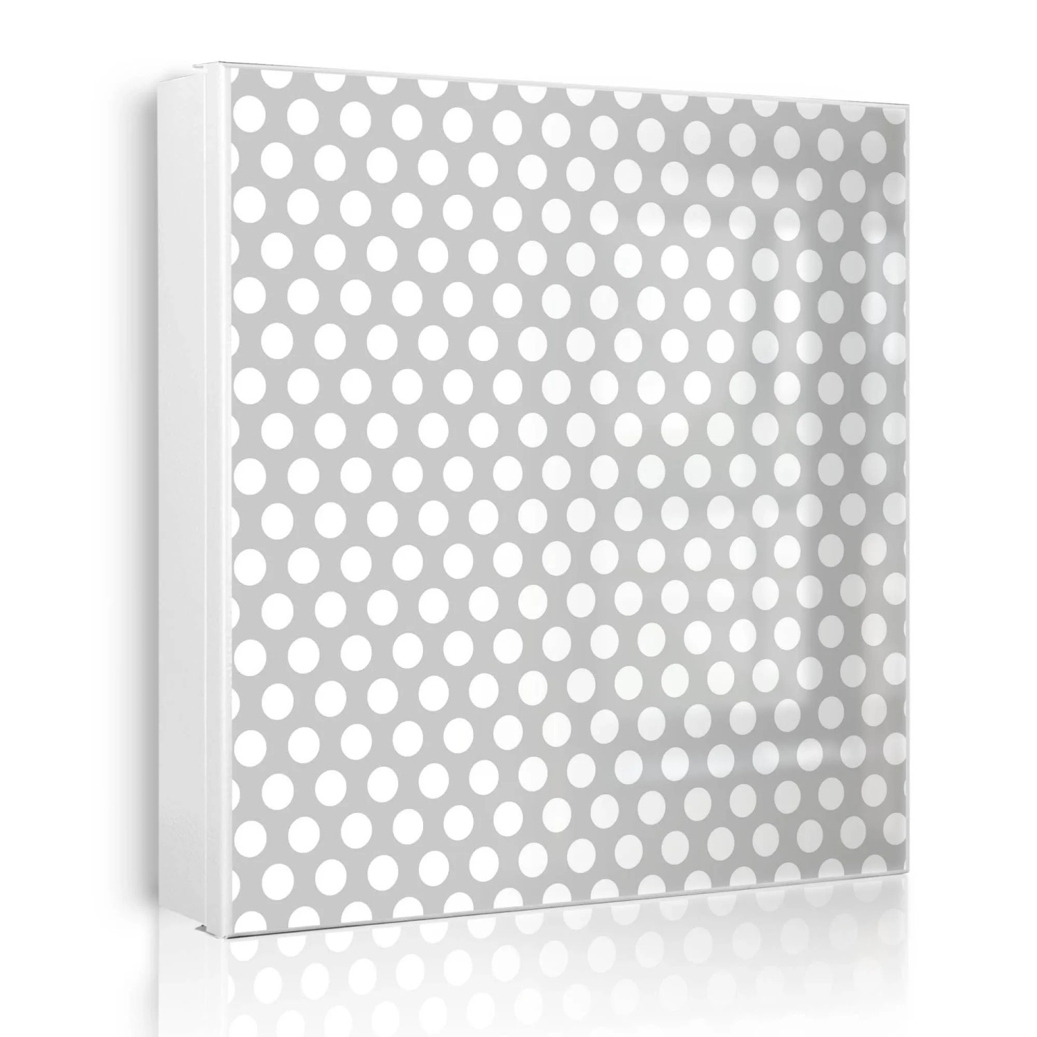 Banjado Großer Schlüsselkasten Metall 30x30cm Weiß Scharnier Links 50 Haken Beschreibbar Magnetisch Motiv Punkte Grau