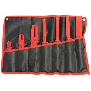 Tech-Craft KFZ Zangenset, 7-teilig, mit Schlauchklemmenzangen und Schabern in einer schwarzen Tasche.