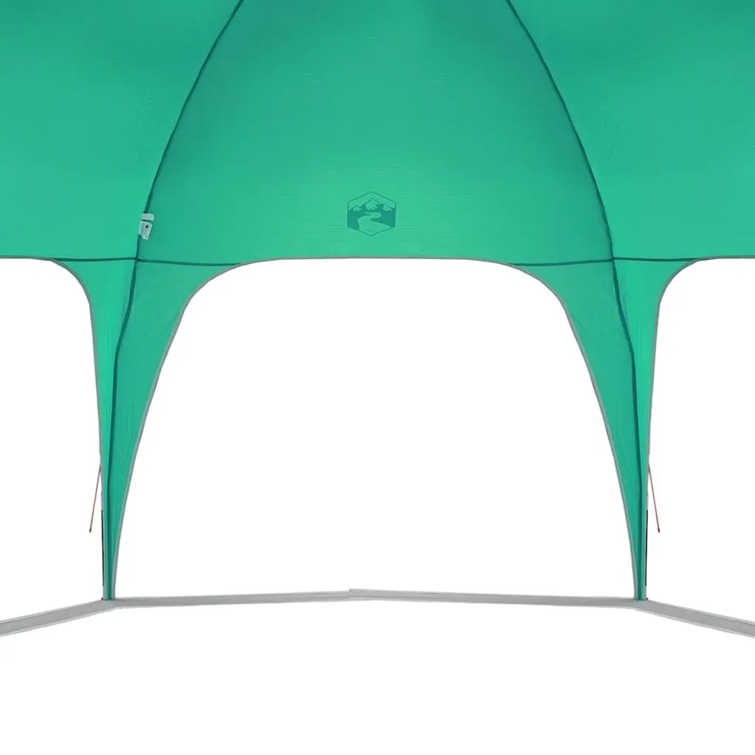 Innenansicht: Seegrünes Partyzelt, wasserdicht. Ideal für Gartenpartys und Feste.