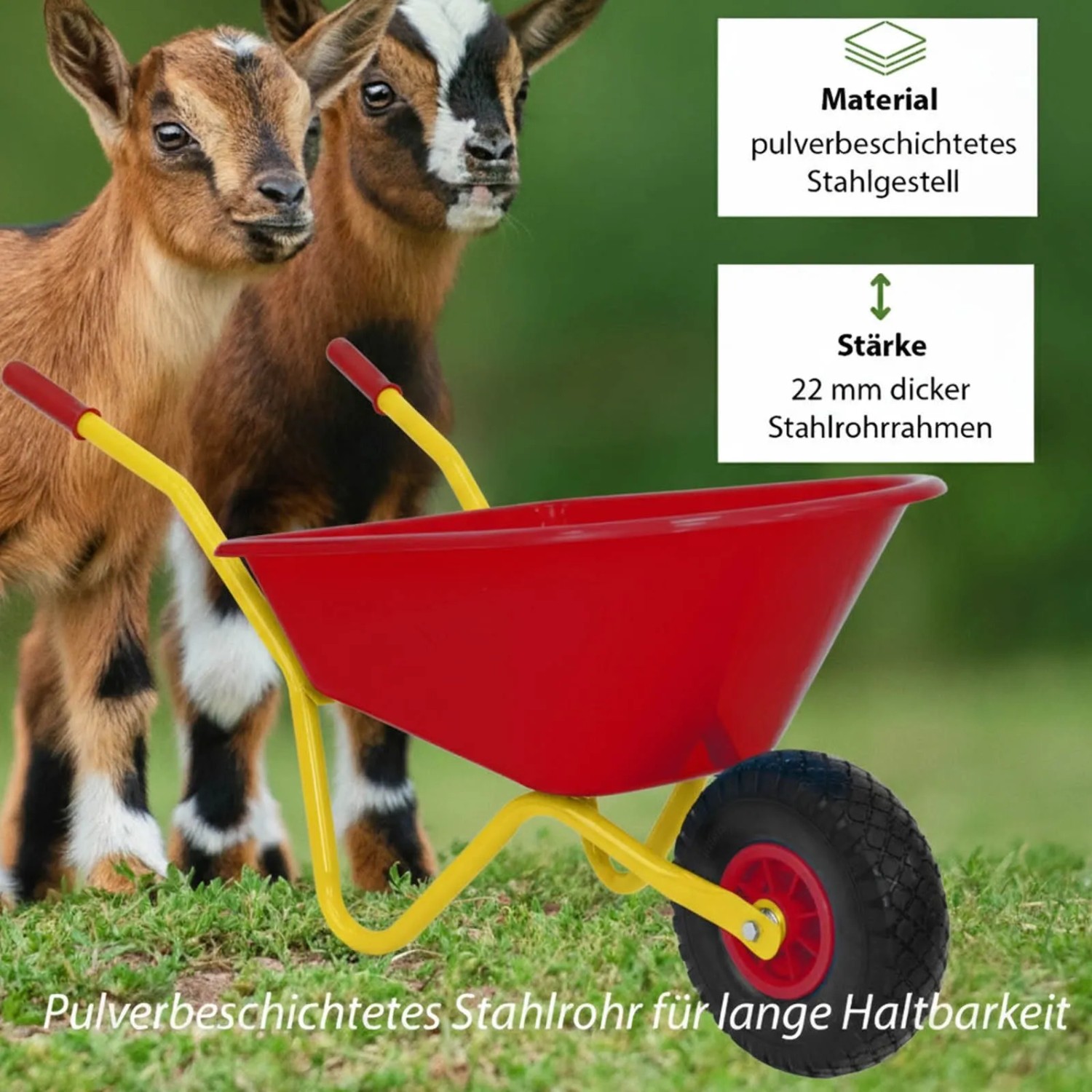TRUTZHOLM Kinderschubkarre Traglast 40 kg 20L Kunststoffwanne Vollgummirad Rot_6