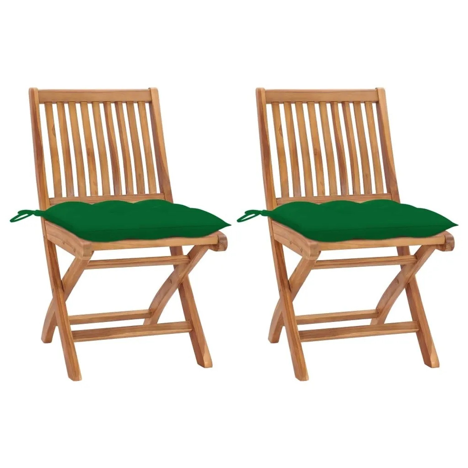 vidaXL Gartenstühle 2 Stk mit Grünen Kissen Massivholz Teak 3062453 günstig online kaufen