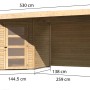 Karibu Holz-Gartenhaus Linköbing Natur mit Flachdach und Anbau, Maße: 238x242cm.