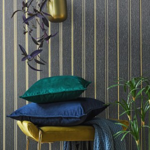 Marburg Vliestapete Villa Romana 53, Streifen in Schwarz und Gold. Dekorative Wandgestaltung.