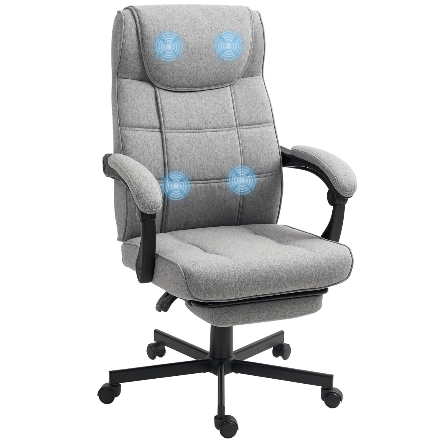 HOMCOM Bürostuhl mit Massagefunktion Polyester Schaumstoff 70L x 65B x 107-117H cm Grau