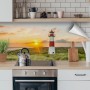 Küchenrückwandfolie mit Leuchtturm Sylt Motiv, selbstklebend, 220x60 cm.