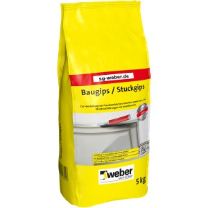 Gelber Sack Weber Baugips/Stuckgips Weiß 5 kg für Ausbesserungen und Stuckarbeiten.