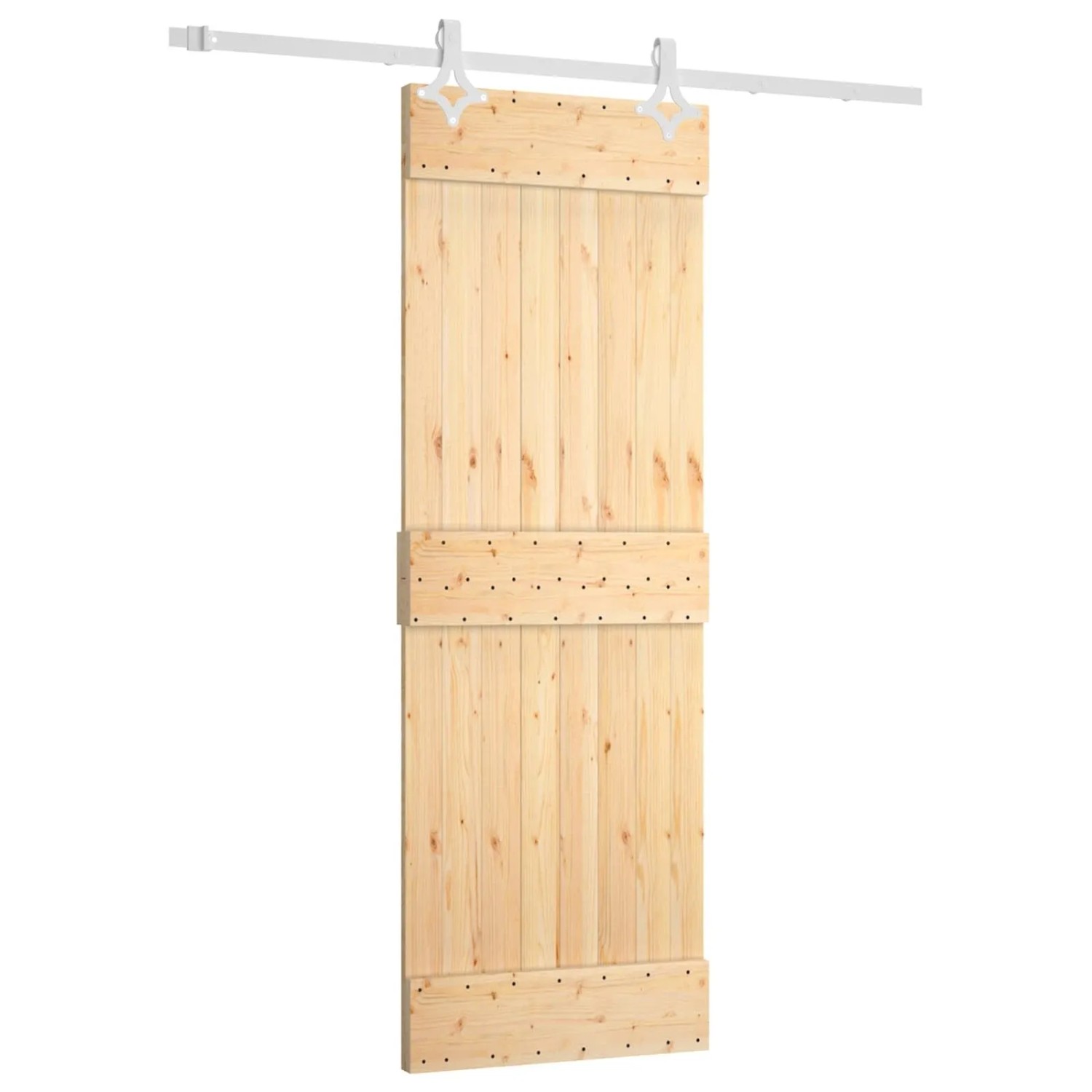 vidaXL Schiebetür Natur und Weiß 70 x 210 cm Massivkiefer 3445083