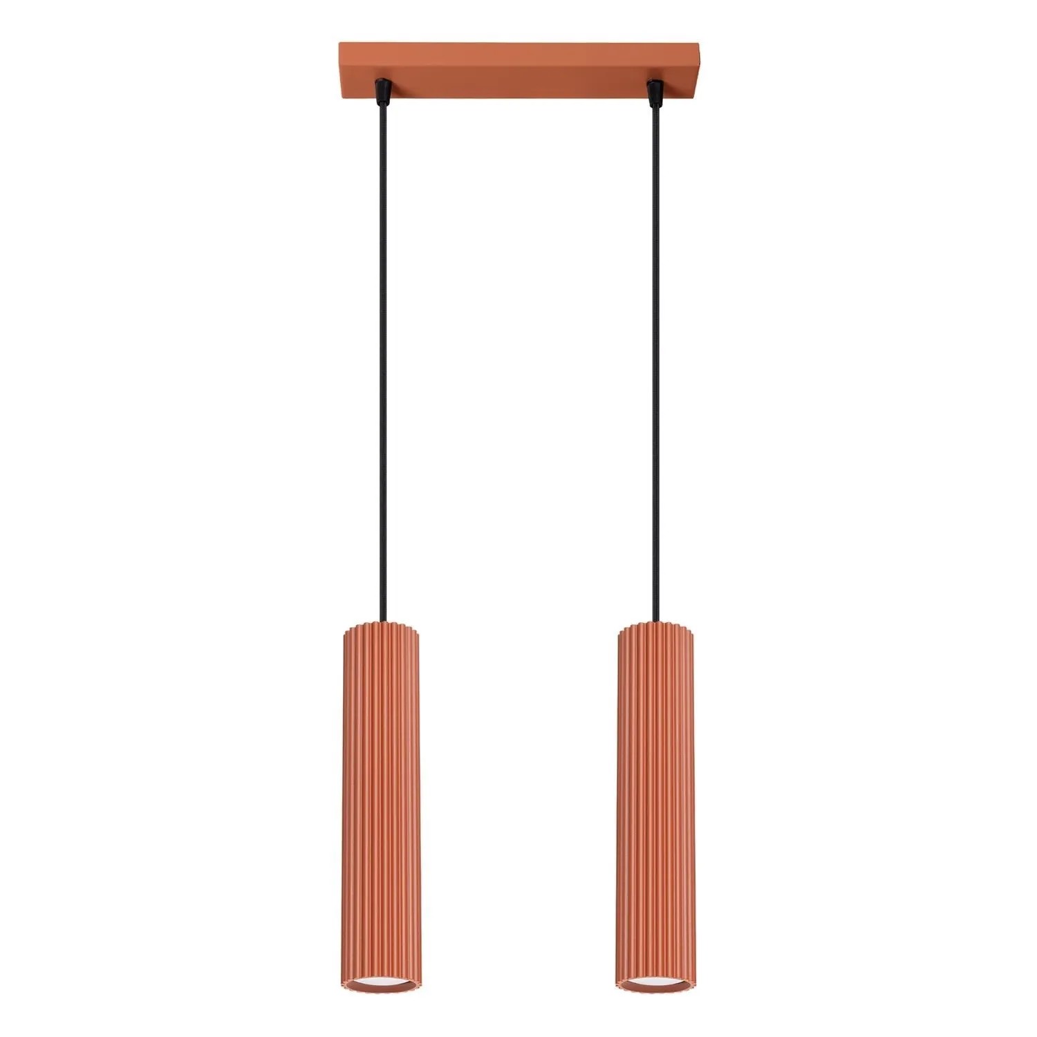 Licht-Erlebnisse Hängelampe Ockerrot 30 CM Breit Aluminium GU10 2-Flammig Länglich Modern