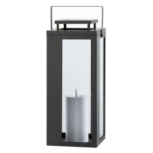 Schwarze FlowerPower LED Laterne Lucido Outdoor mit LED-Kerze, 40,5 cm hoch.