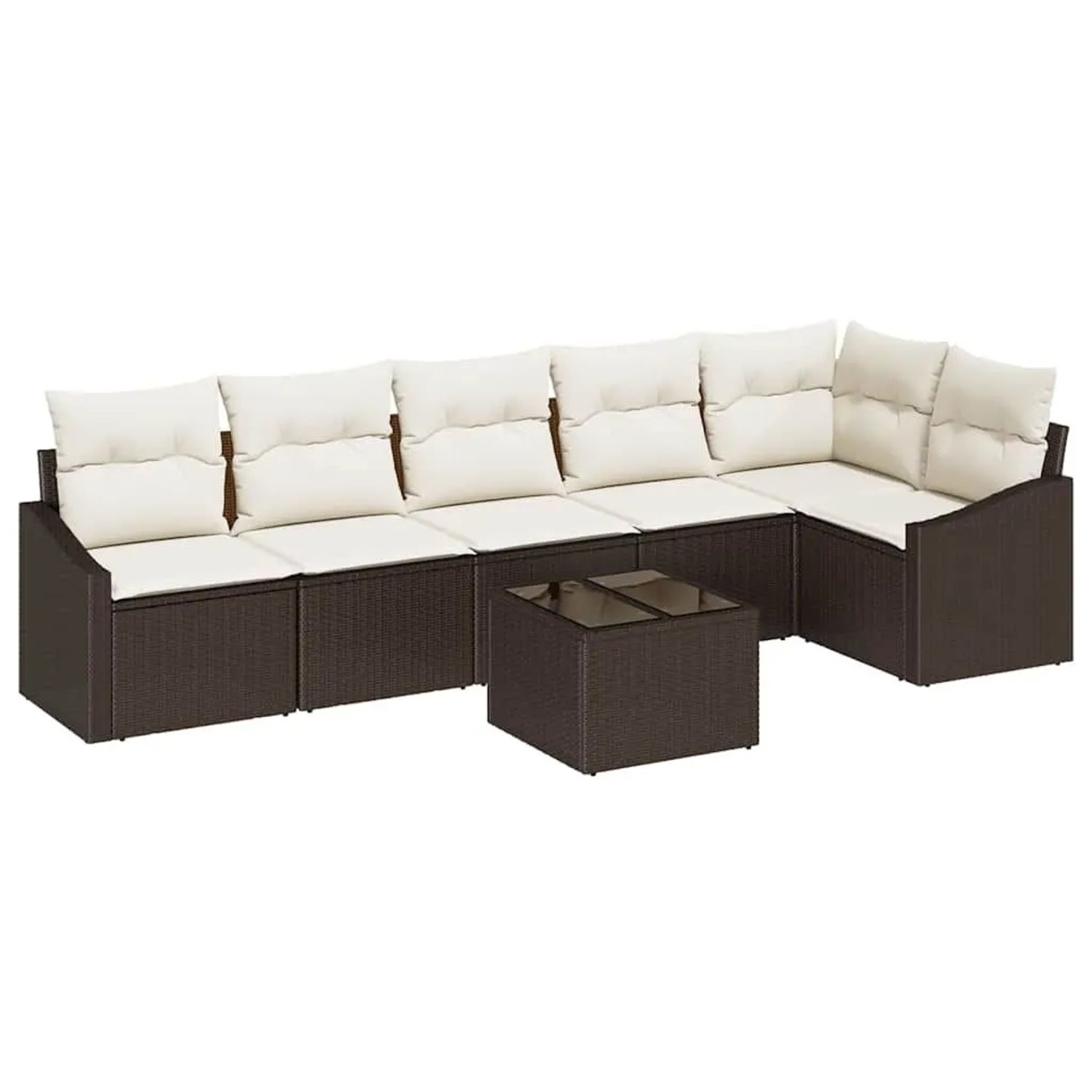 vidaXL Sofa Set mit Kissen 7-Tlg Braun und Creme Poly-Rattan 3355417 günstig online kaufen
