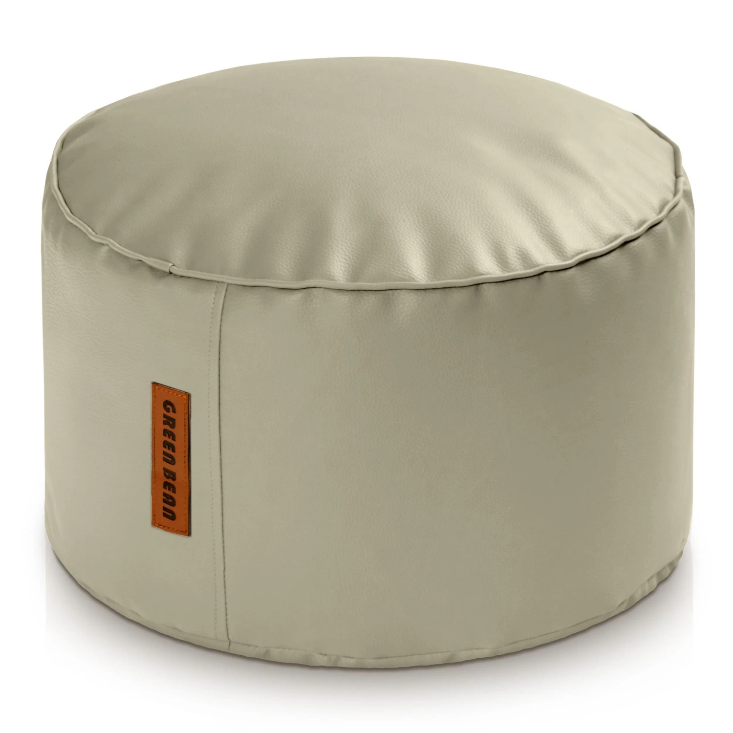 Green Bean Sitzpouf Stay 45 x 25 cm Leder mit EPS-Perlen-Füllung Fußhocker Grau-Beige
