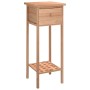 Beistelltisch aus Nussbaumholz mit Schublade und Ablage, 25x25x60 cm.