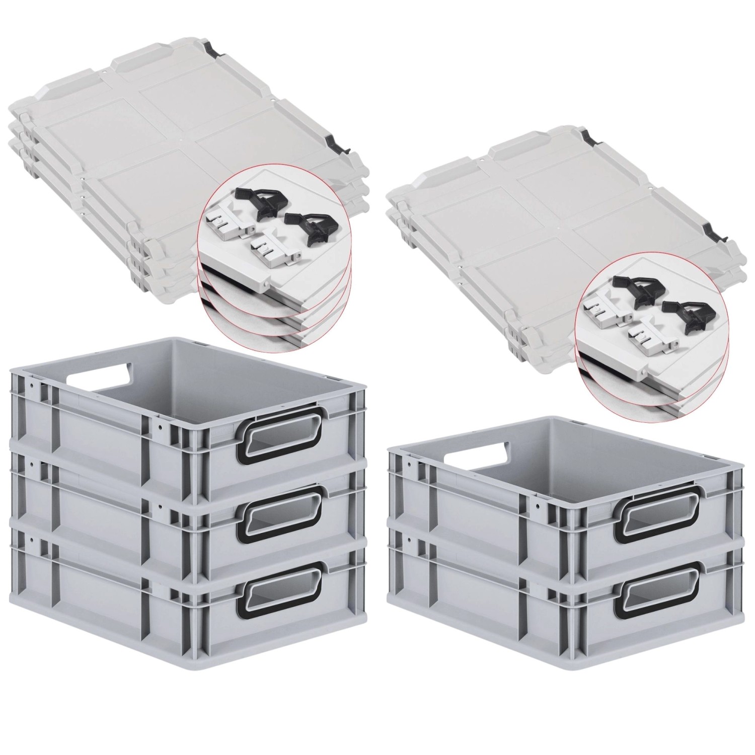 PROREGAL SuperSparSet 5x Eurobox Nextgen Color Mit Scharnierdeckel HxBxT 12 günstig online kaufen