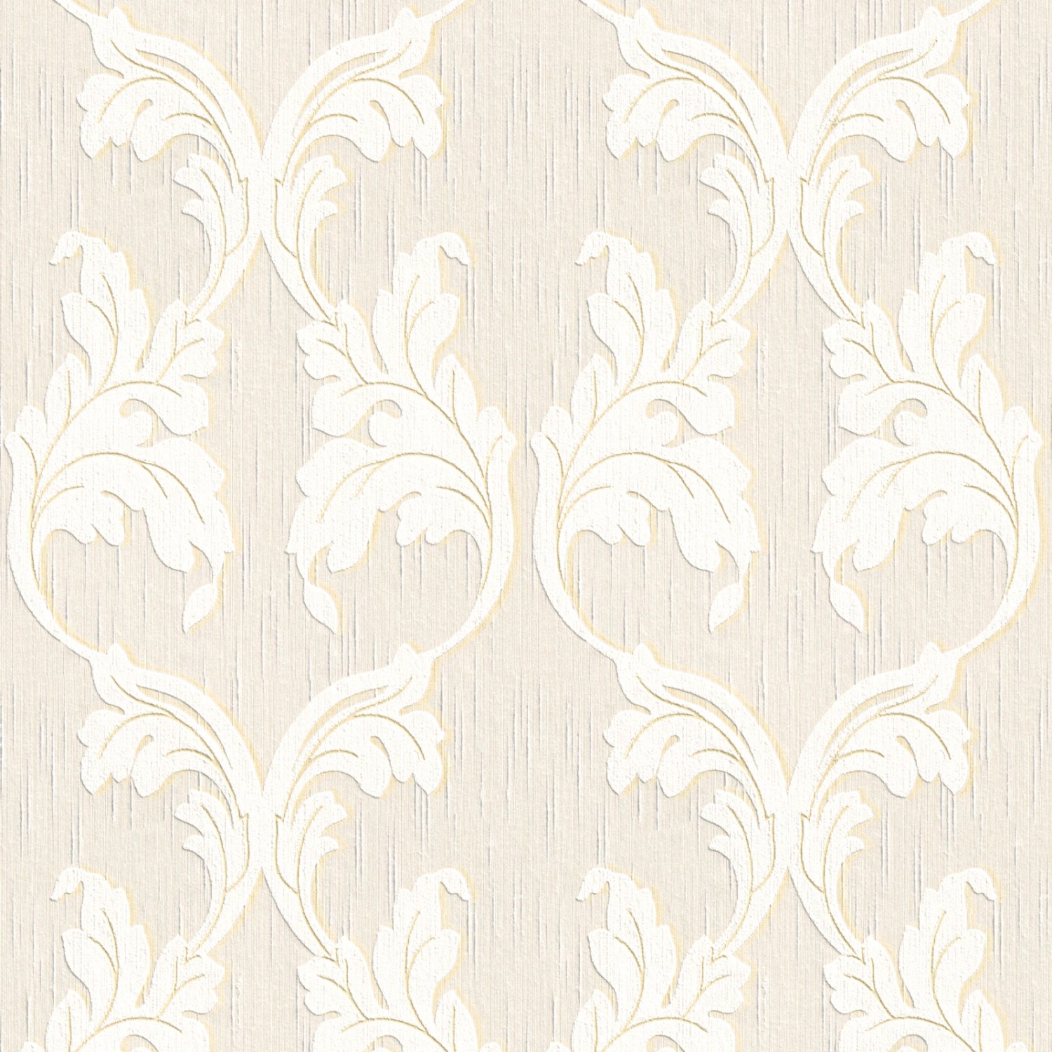 Bricoflor Elegante Tapete mit Ranken Blätter Vliestapete in Creme Weiß für Schlafzimmer und Esszimmer Helle Vlies Textil