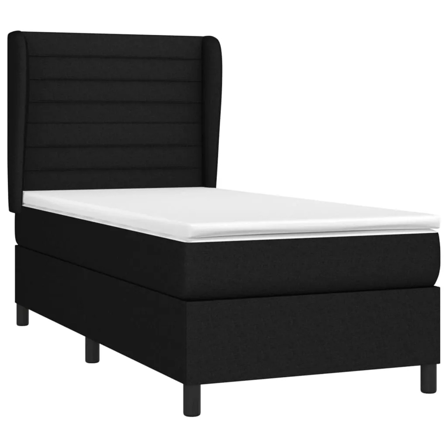 Schwarzes vidaXL Boxspringbett 90x190 cm mit Matratze und Kopfteil.