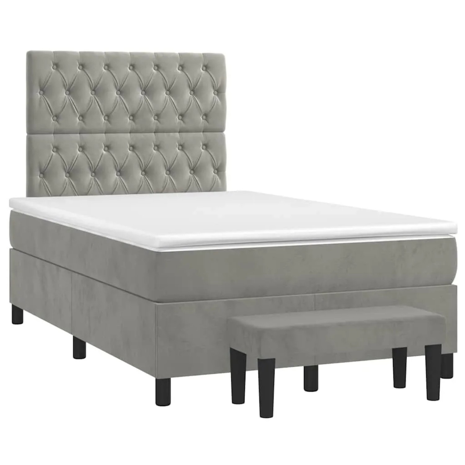 vidaXL Boxspringbett mit Matratze Hellgrau 120x190 cm Samt 3270487