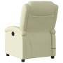 Rückansicht des elektrischen Massagesessels in Creme aus Echtleder.