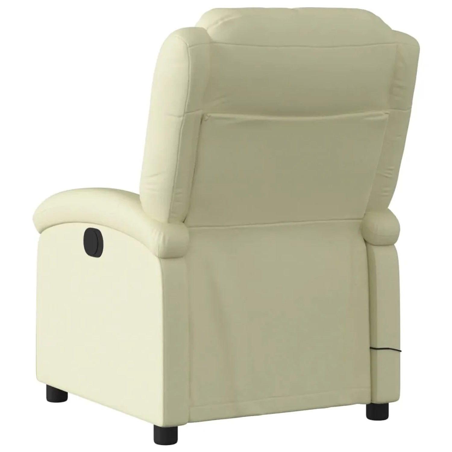 Rückansicht des elektrischen Massagesessels in Creme aus Echtleder.