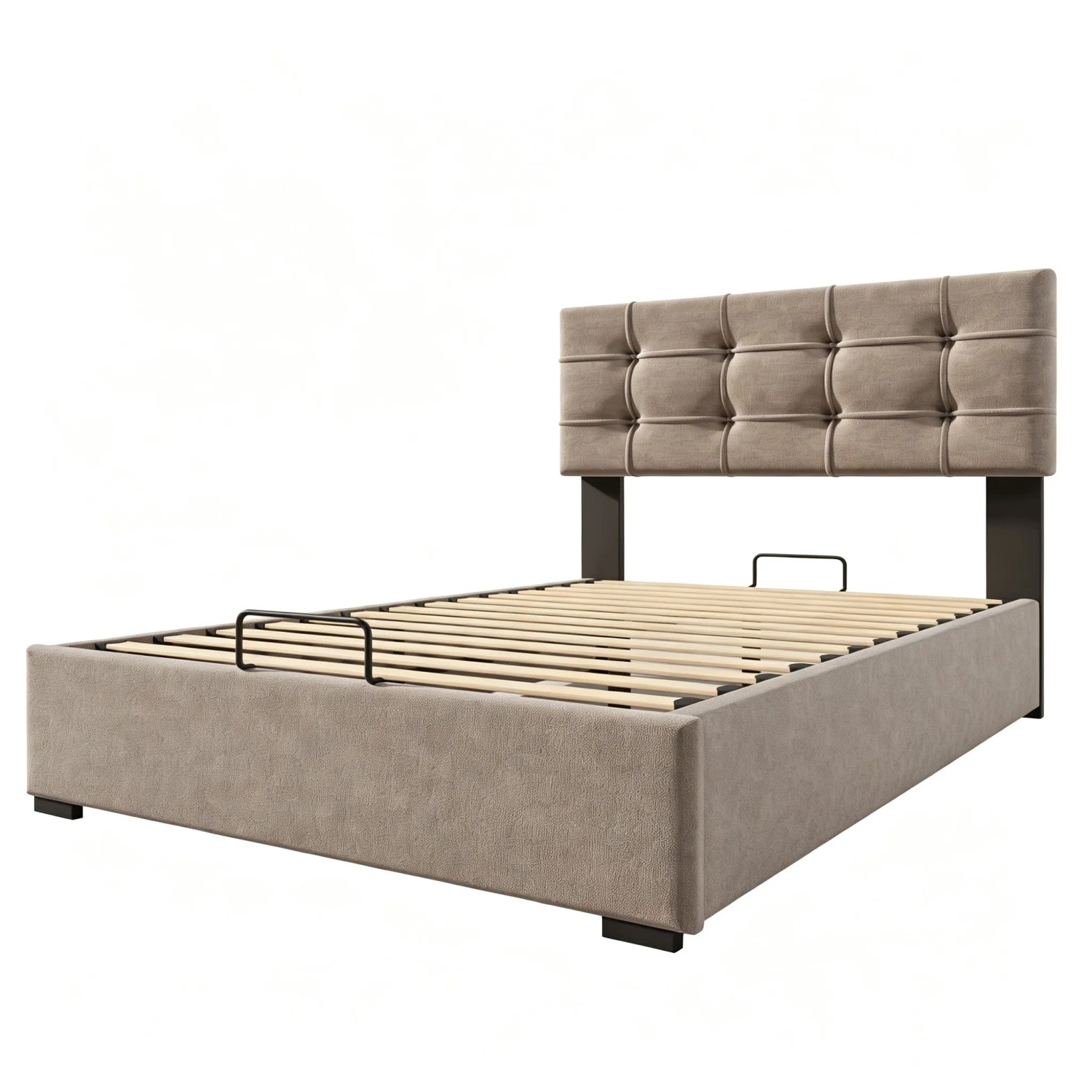 okwish Polsterbett 90x200cm mit Stauraum Verstellbarem Kopfteil Hellgrau mit Matratze