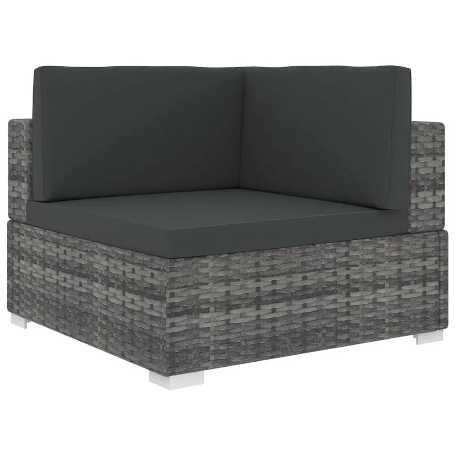 vidaXL Modular-Sofa-Eckteil 1 Stk Auflagen Poly Rattan Grau 46799
