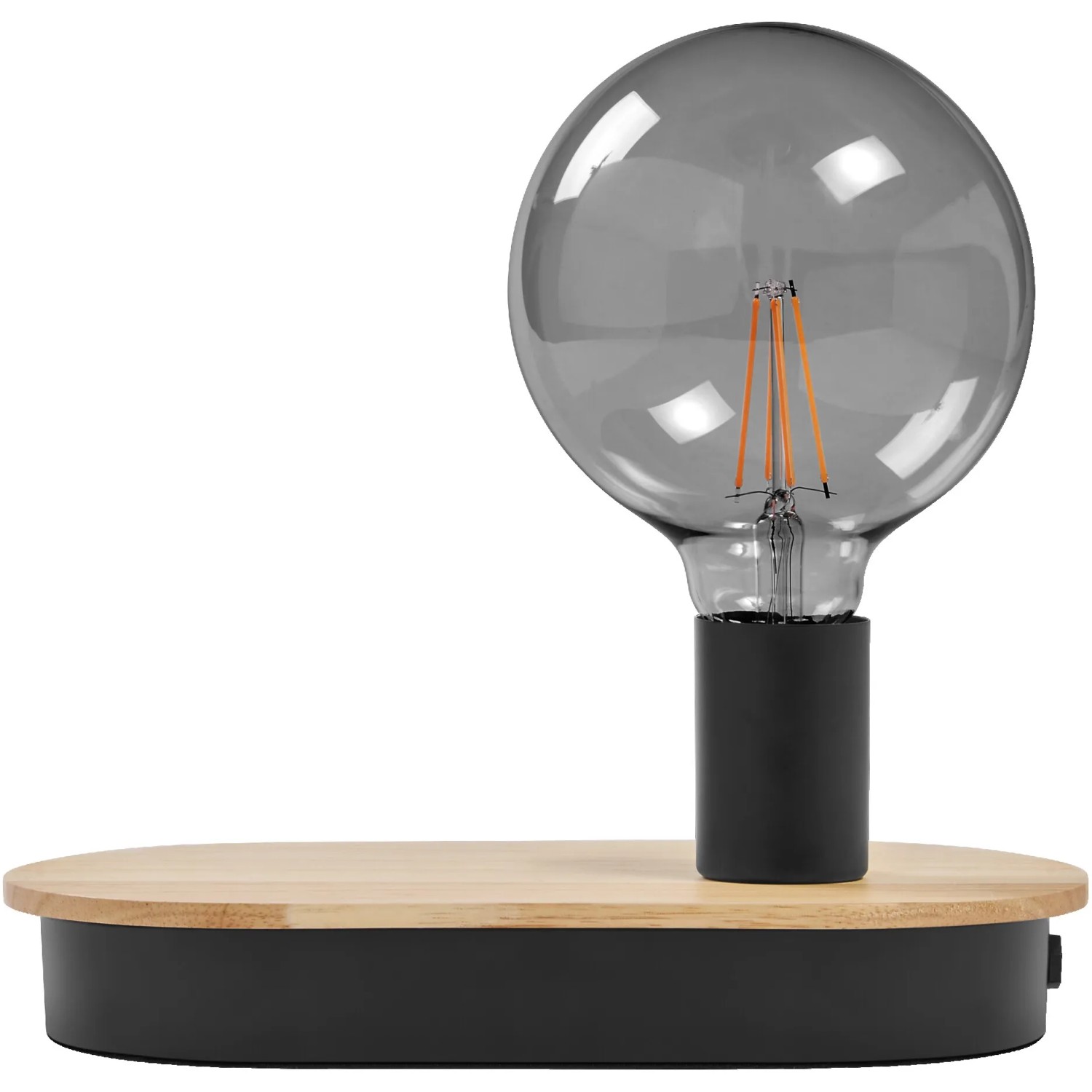 Ledvance Tischleuchte Decor Holz, braun-schwarz. Moderne LED-Tischlampe mit E27 Fassung.