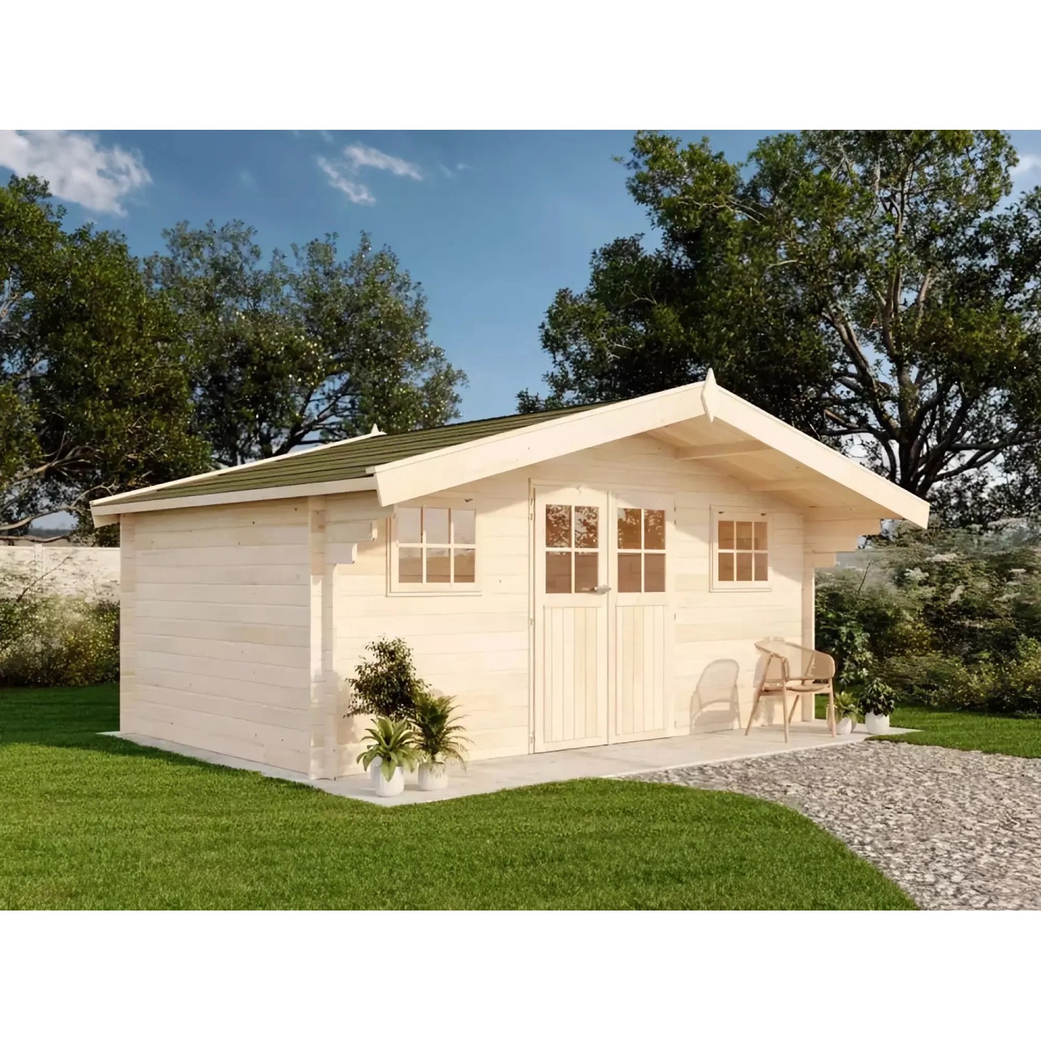 Alpholz Gartenhaus/Gerätehaus Winnipeg Satteldach 525 cm x 481 cm Natur