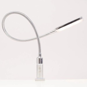 Chromfarbene LED Bettleuchte mit flexiblem Schwanenhals, 4W, dimmbar, warmweiß, 2er Set.