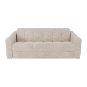 Beiges Vente-unique Darielo Schlafsofa aus Strukturstoff, 210 cm breit, mit getufteter Rückenlehne.