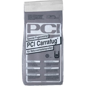 PCI Carrafug Spezial-Fugenmörtel Perlgrau, 5 kg Sack für Natursteinfliesen.