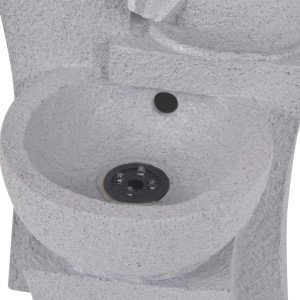 VidaXL Zimmerbrunnen aus Polyresin mit LED-Beleuchtung, grauer Gartenbrunnen.