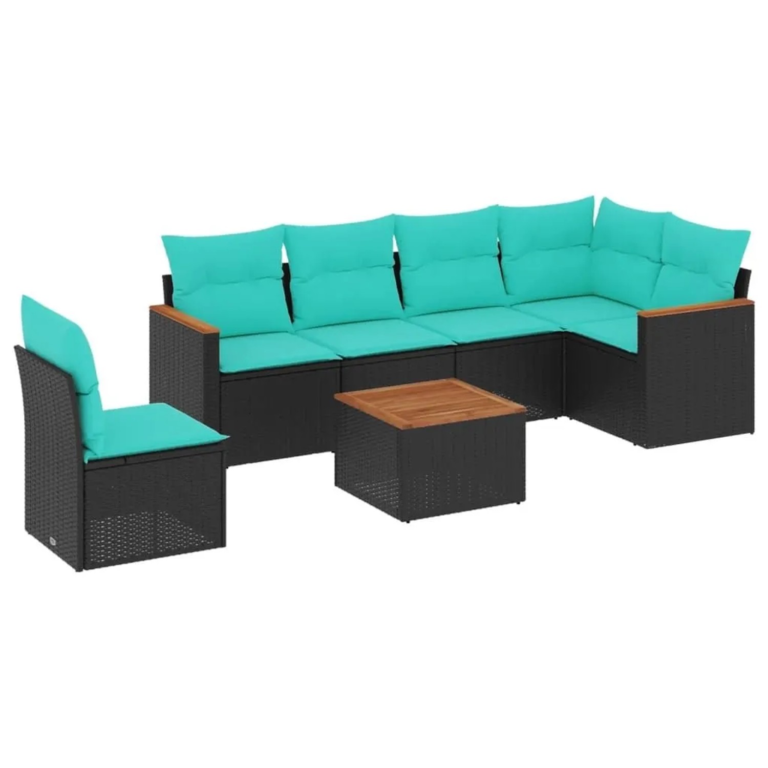 vidaXL 7-Tlg Gartensofa-Set mit Kissen Schwarz Polyrattan 3226022 günstig online kaufen