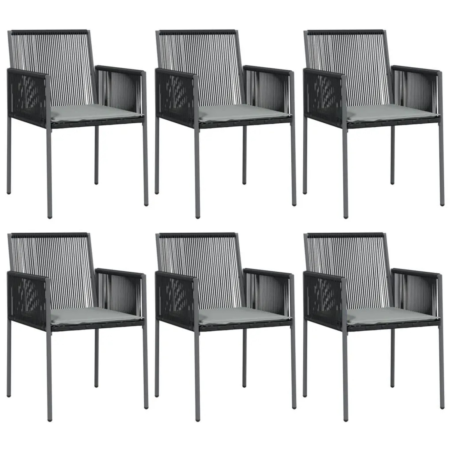 Furnicato Gartenstühle Mit Kissen 6 Stk Schwarz 54x605x835 Cm