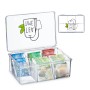Relaxdays Teebox Kunststoff Transparent 6 Fächer Klappdeckel 9 cm x 21,5 cm x 15 cm 260 g