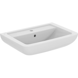 Weißer Ideal Standard Eurovit Plus Waschtisch, 65 cm breit, mit Hahnloch und Überlauf.