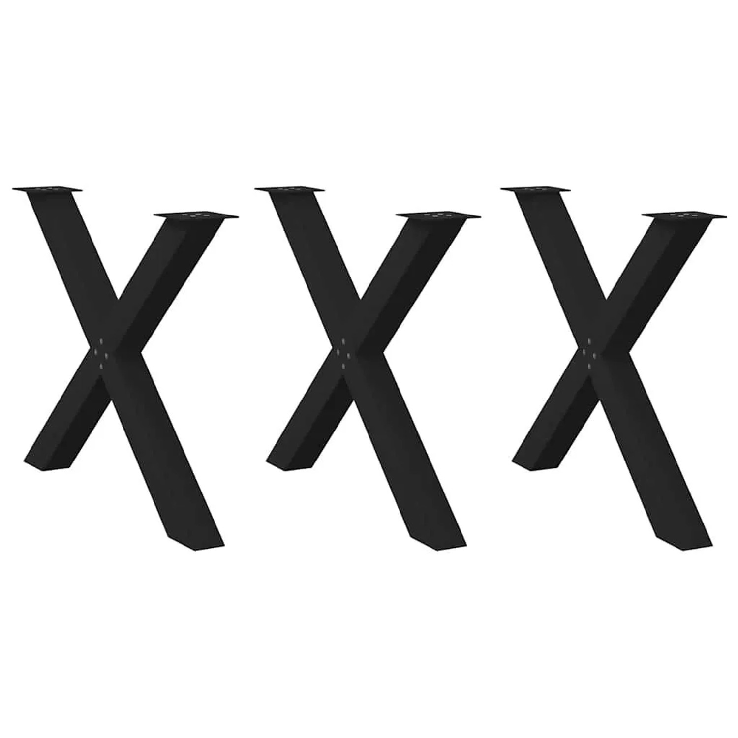 vidaXL Esstischbeine X-Form 3 Stk Schwarz 90x72-73 cm Stahl 4012996