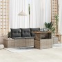 Graues 5-tlg. vidaXL Garten-Sofa-Set aus Rattan mit Tisch und Stauraum.