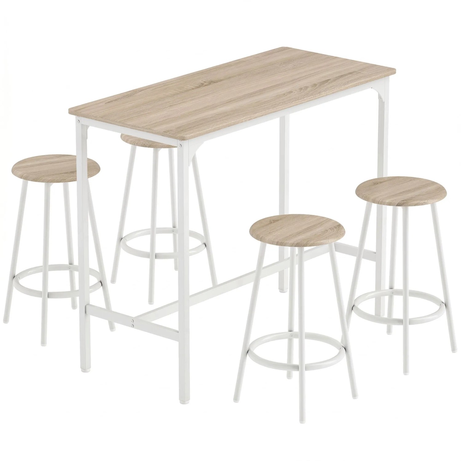 HOMCOM Bartisch-Set MDF Metall 110L x 50B x 89,5H cm Eiche