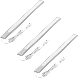 3er Set flache LED Unterbauleuchten für die Küche, Aluminium, warmweißes Licht.