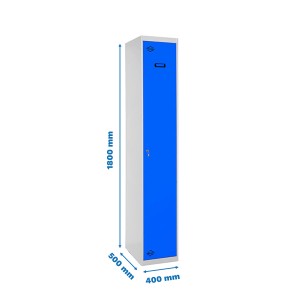 PROREGAL Spind AMEGO, 180x40x50cm, grau-blaue Tür, abschließbarer Garderobenschrank.