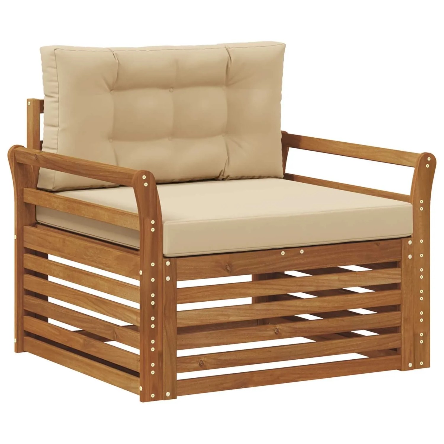vidaXL Outdoor-Sofagarnitur Massives Akazienholz und Polyester Natur 3436398