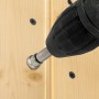 Wolfcraft Bit-Set mit Tiefenanschlag im Einsatz: Schraube wird in Holz gedreht.