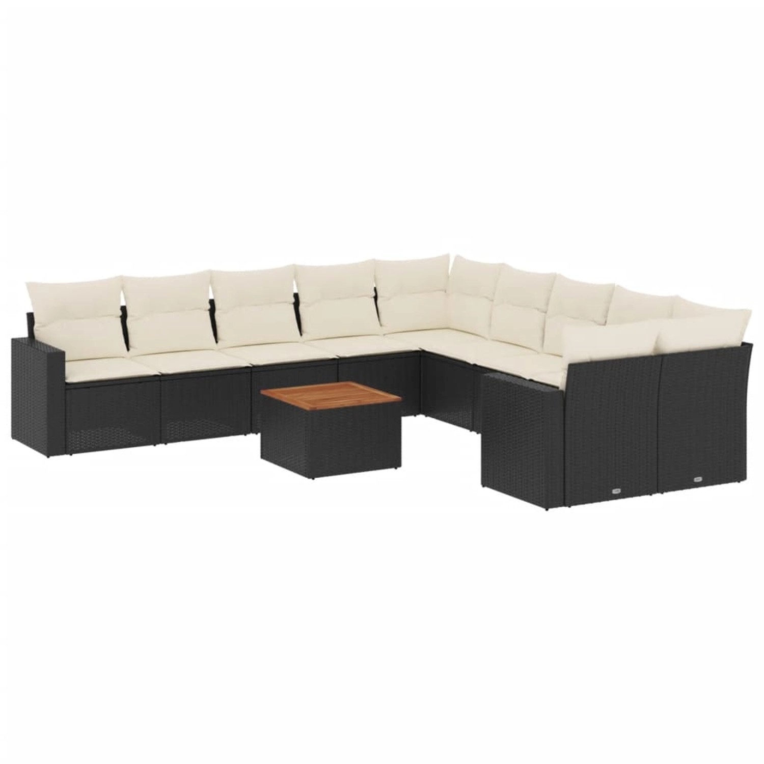 vidaXL 11-Tlg Garten-Sofagarnitur mit Kissen Schwarz Poly Rattan 3256644