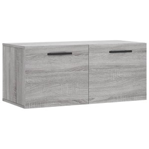 Wandschrank, Grau Sonoma, 80x36,5x35 cm, Holzwerkstoff, Büroschrank mit zwei Türen.
