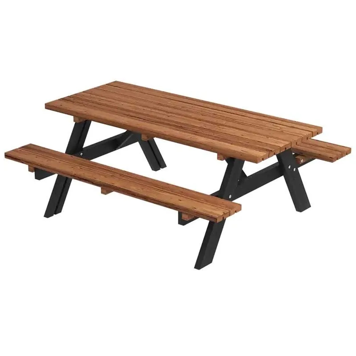PLUS Gartensitzgruppe 177 cm ThermoWood Schwarz mit Klappsitzen
