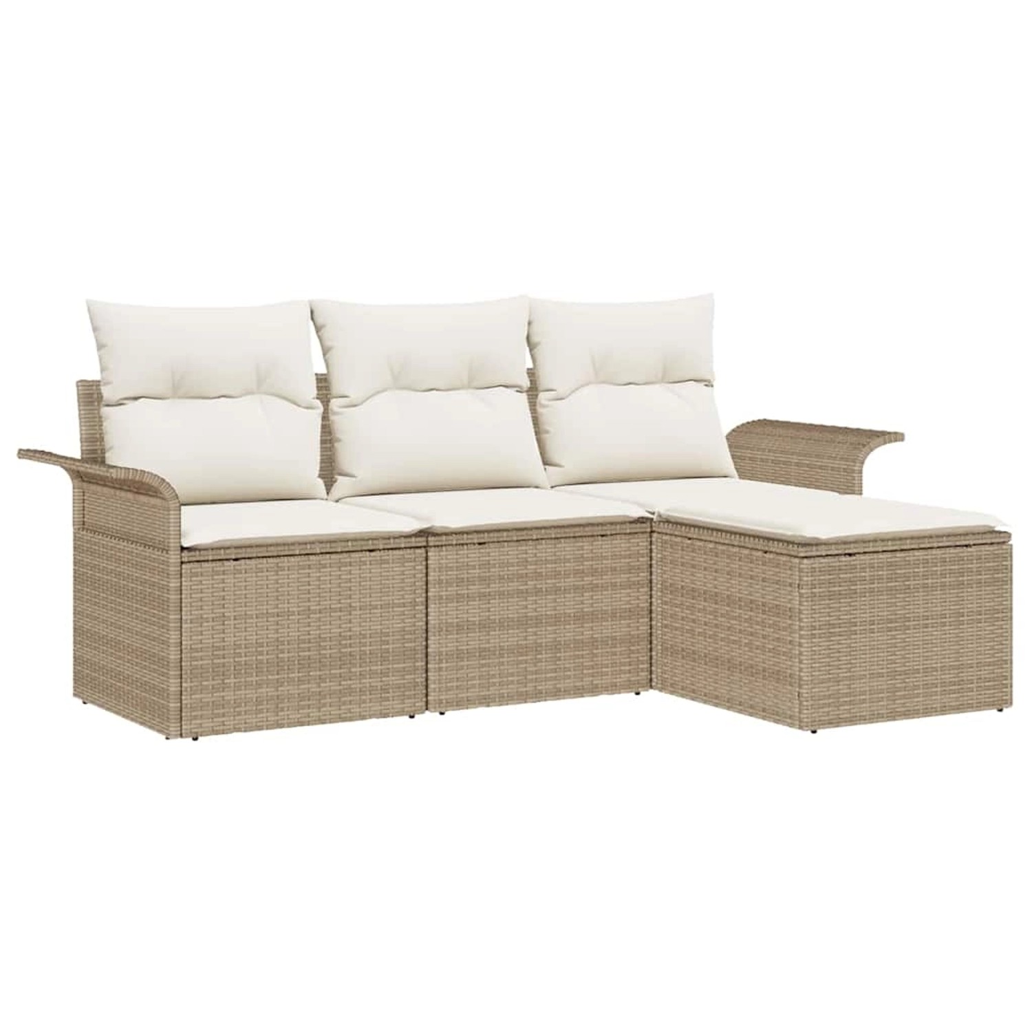vidaXL Garten-Sofa-Set mit Kissen mit Speicher 4-Tlg Beige Poly Rattan 3353 günstig online kaufen