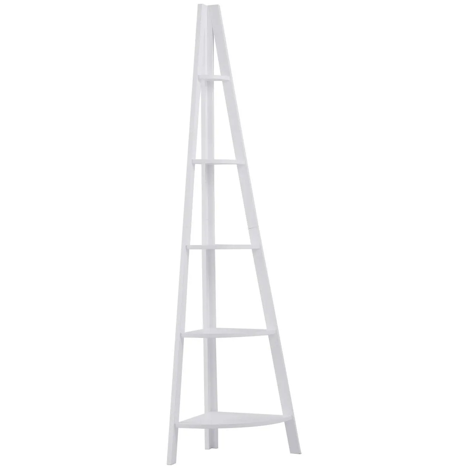 Costway 5 Ebenen Eckregal Leiterregal Holz Weiß 39 x 39 x 175 cm günstig online kaufen